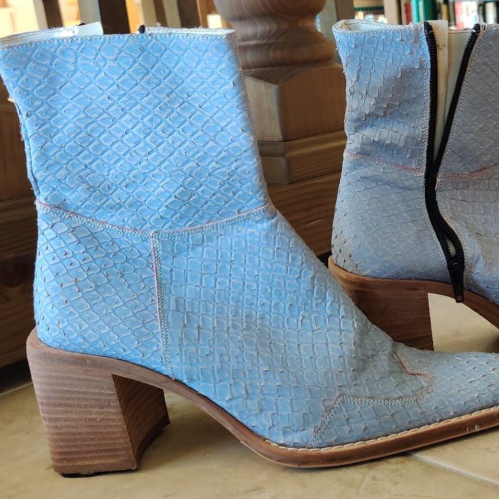 Lilac Leather Italian Florentine Cowboy Boots, Women